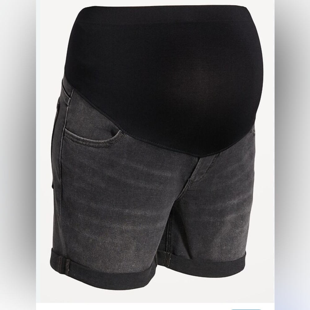 Old Navy OG straight full panel coverage cuffed black denim shorts maternity 12